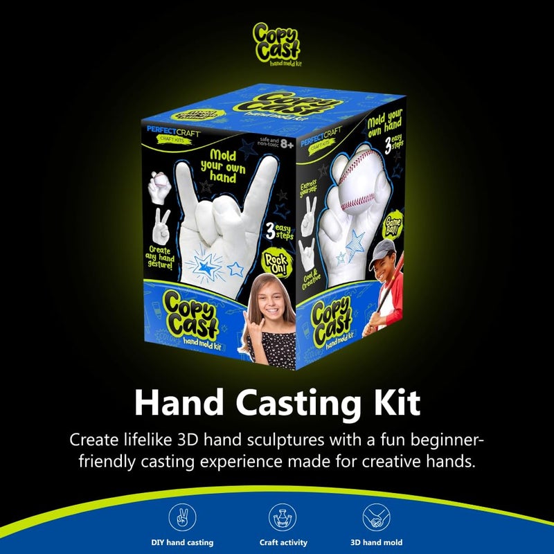 Perfect craft Hand Casting Kit, DIY Hand Mold Kit for Kids, Fun Craft Gift for Boys & Girls, Fast-Curing, Non-Toxic, Water-Based Material, USA Made, Ages 8+ - Image 2